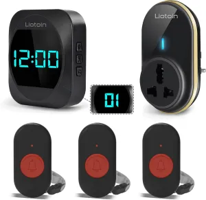 Caregiver Pagers Wireless Call Button Call Bell Call Light System for Elderly Alert Button for Seniors at Home Nurse Alert System 2 Receiver 3 Waterproof Call Buttons (600 ft Operating Range)