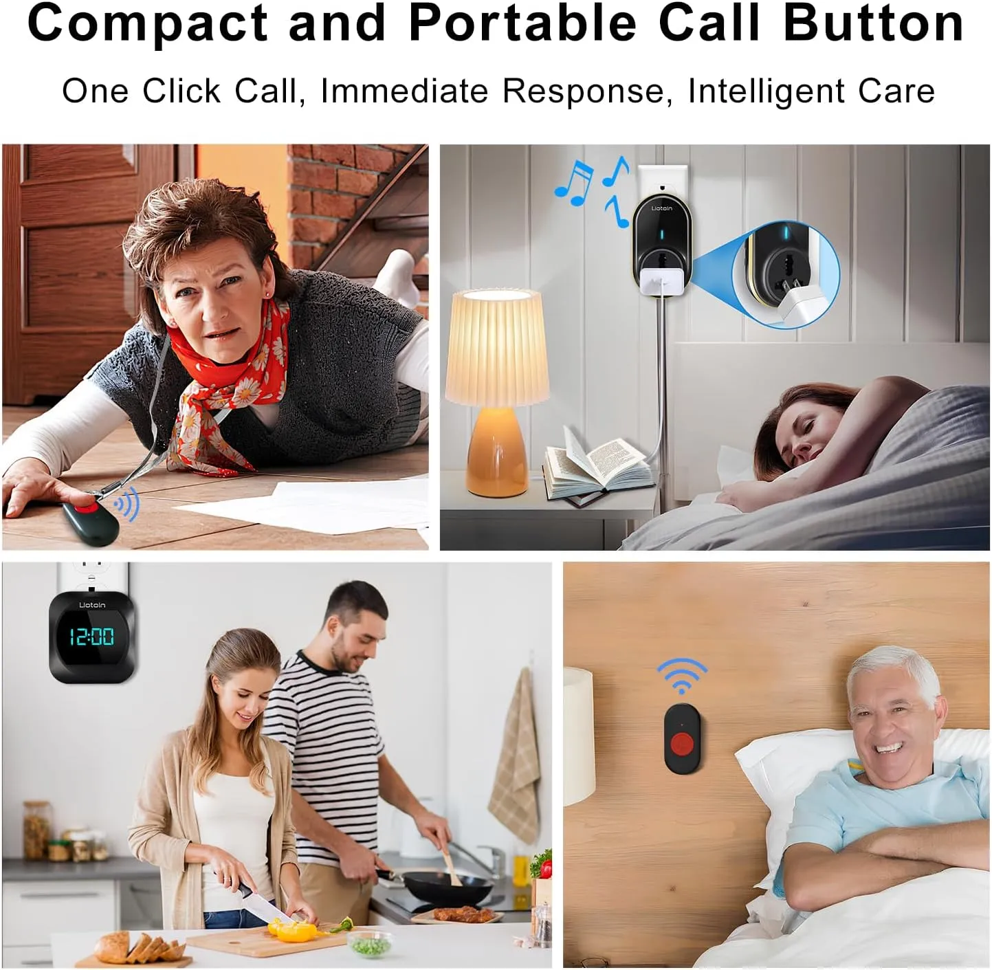 Caregiver Pagers Wireless Call Button Call Bell Call Light System for Elderly Alert Button for Seniors at Home Nurse Alert System 2 Receiver 3 Waterproof Call Buttons (600 ft Operating Range)