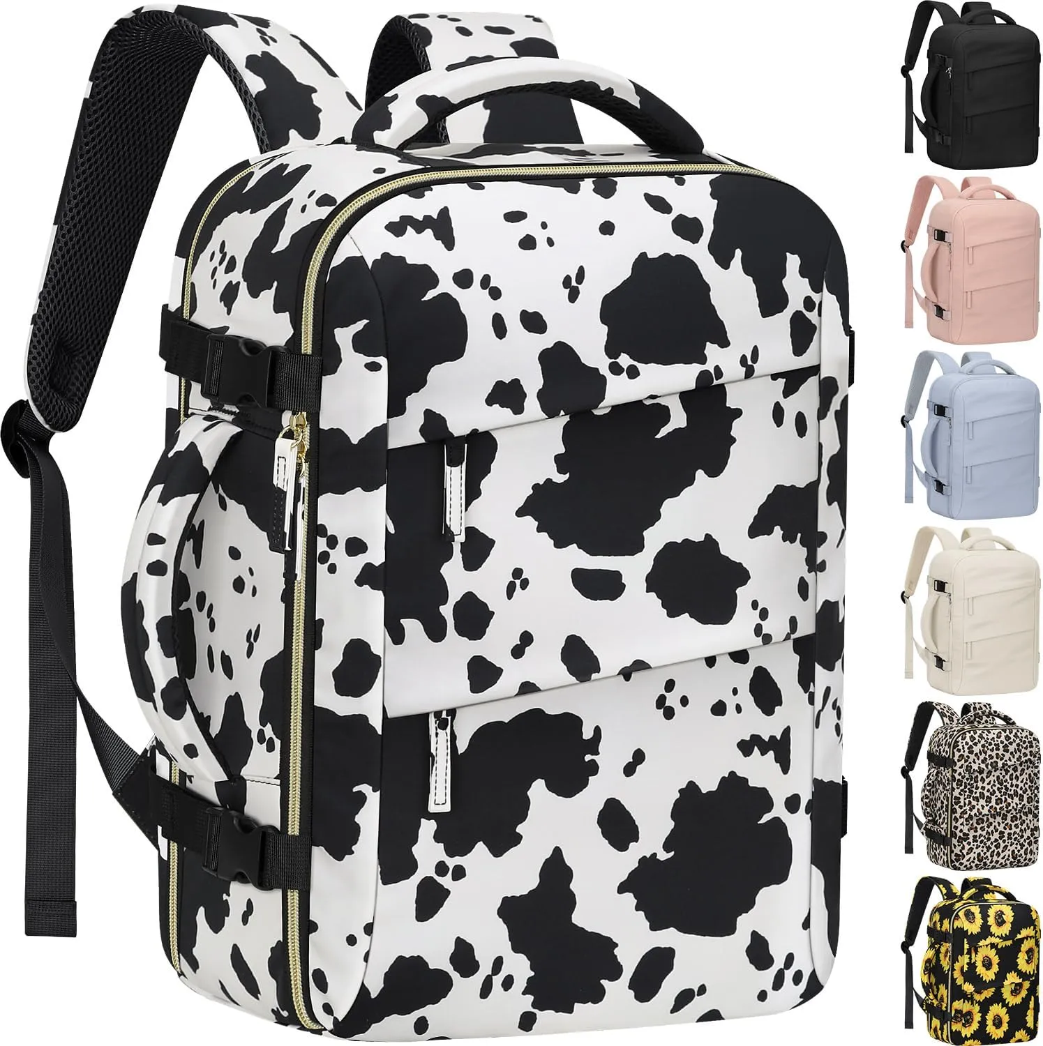 Carry on Backpack for Women TSA Approved 15.6 Inch Travel Laptop Backpack for Women Travel Essentials Womens Travel Backpack Cow Print
