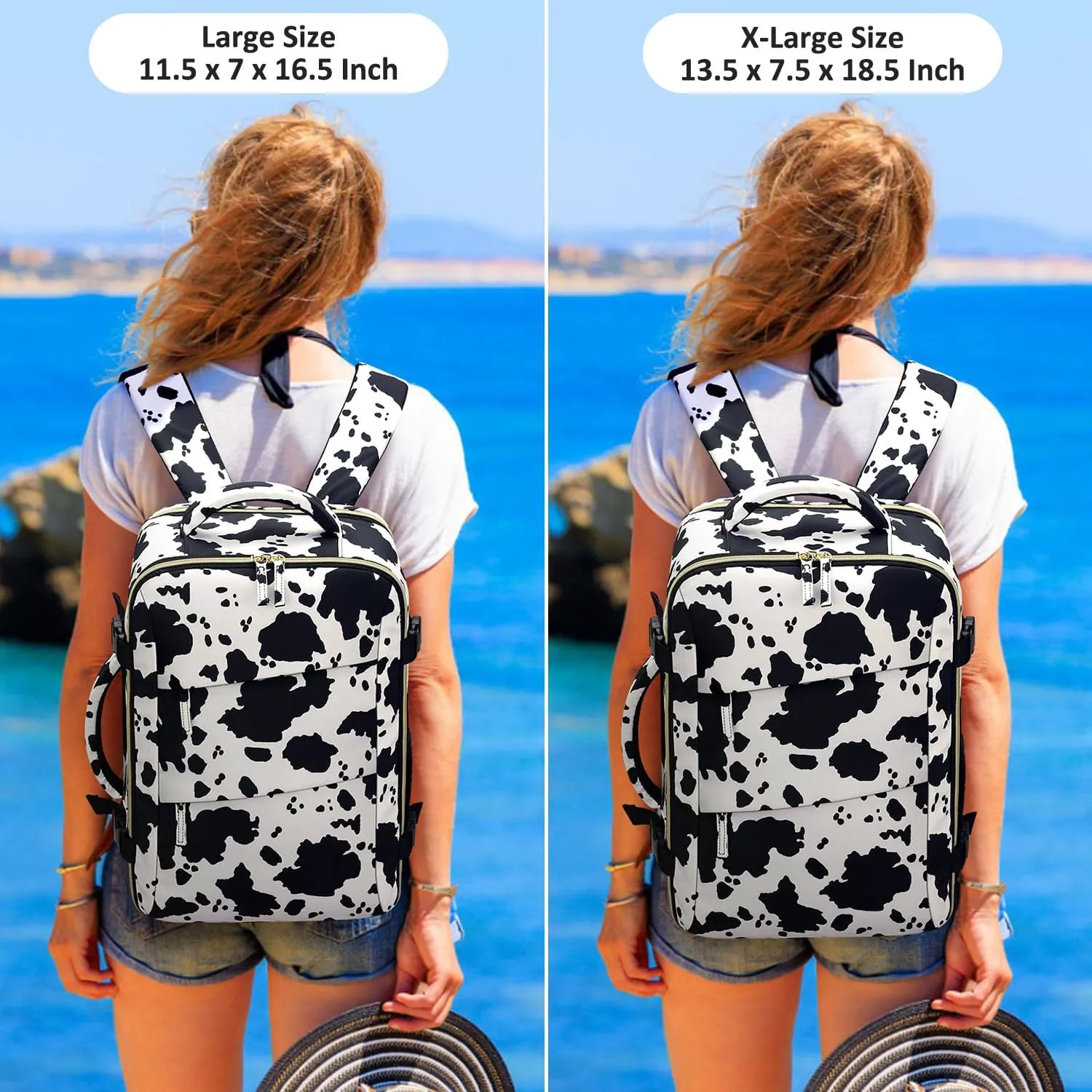 Carry on Backpack for Women TSA Approved 15.6 Inch Travel Laptop Backpack for Women Travel Essentials Womens Travel Backpack Cow Print