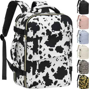 Carry on Backpack for Women TSA Approved 15.6 Inch Travel Laptop Backpack for Women Travel Essentials Womens Travel Backpack Cow Print