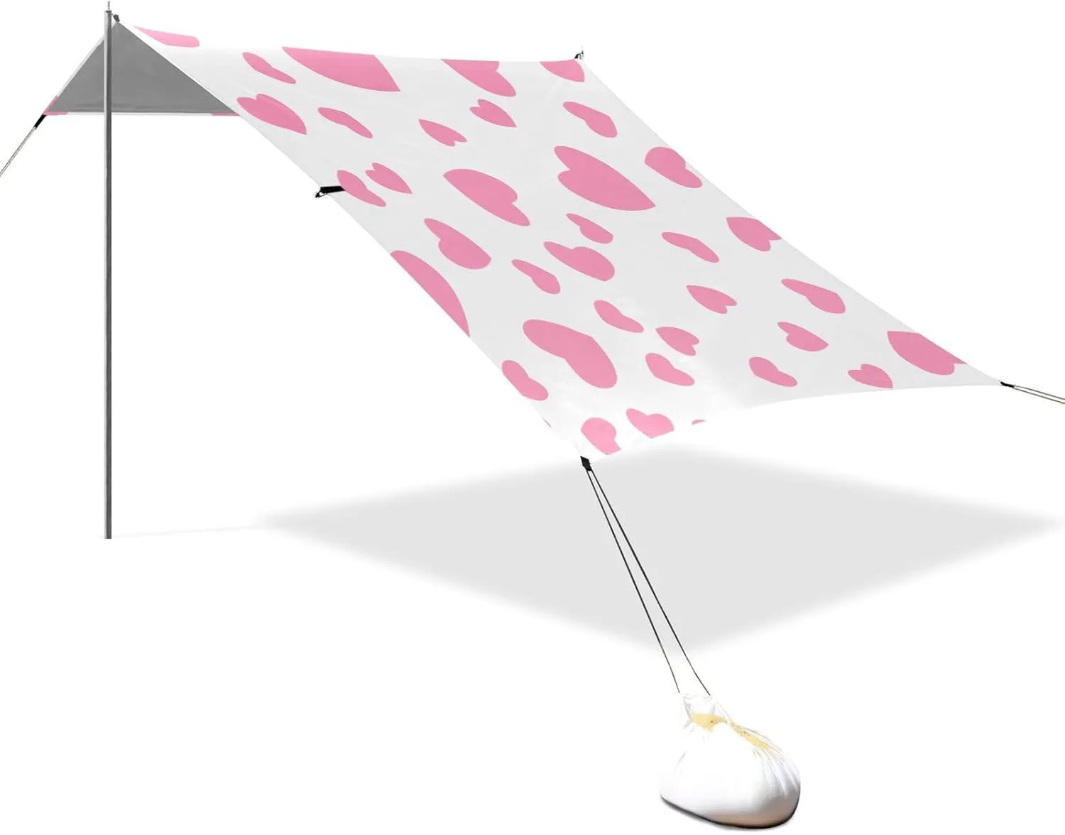 Cartoon Cute Red Valentine Love Designed UPF50  Stable Beach Tent Lightweight Large Portable Sun Shelter with Sand Shovel for Camping, Picnics, Backyard & Fishing carpas para Playa