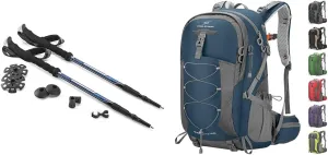 Cascade Mountain Tech Trekking Poles, Twist Blue EVA, One Size & Maelstrom Hiking Backpack,Camping Backpack,40L Waterproof Hiking Daypack with Rain Cover,Lightweight Travel Backpack,Blue