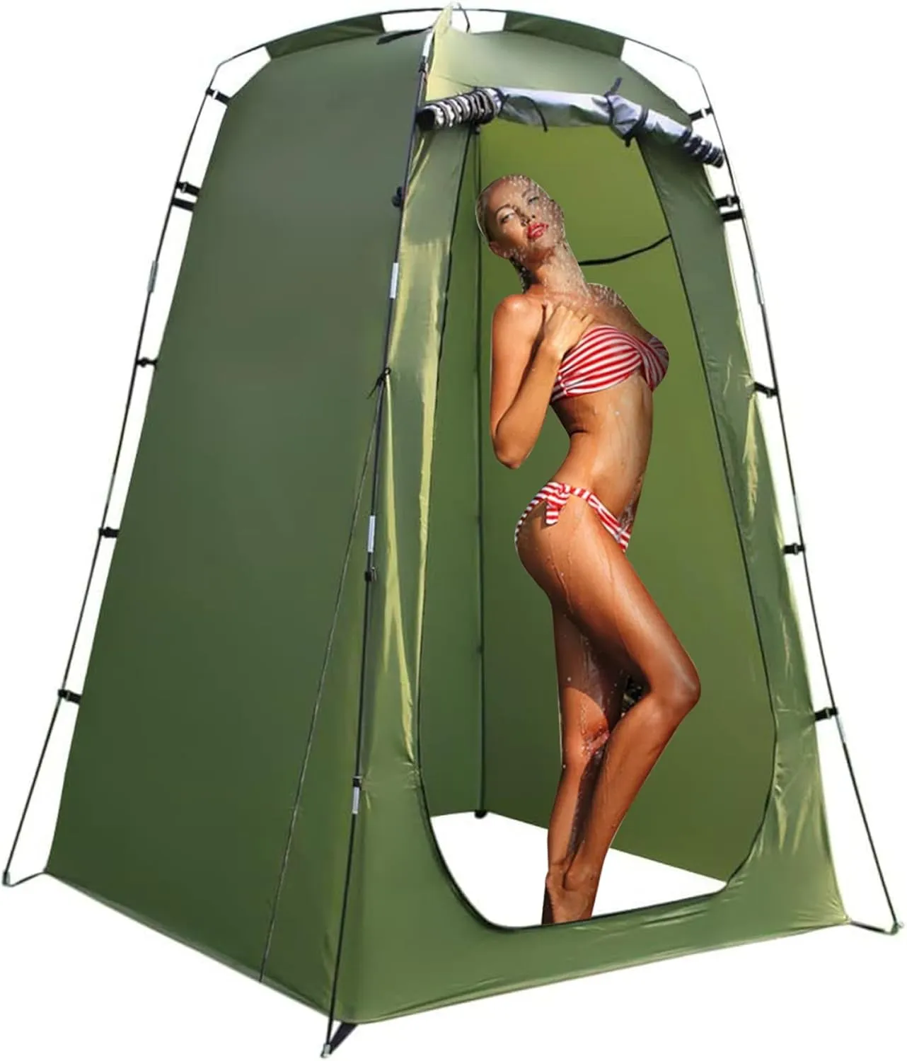 Changing Tent, Pop-Up Changing Tent, 190T 47x47x75 with Zippered Window & Door, Shower with 4 Windproof Rope & 4 Peg, Water & Sun Proof Portable Privacy for Outdoor, Style 2