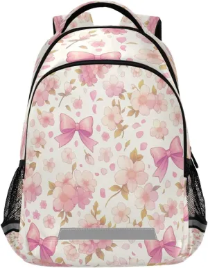 Cherry with Bow Design Waterproof Backpack - Casual Outdoor Sports Daypack with Ergonomic Shoulder Straps#529