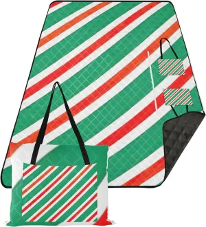 CHIFIGNO Christmas Red Green Diagonal Sand Blankets for Beach Sandproof Grass Blankets for Outdoors Cute Picnic Blanket Mat Foldable 80" x 60"