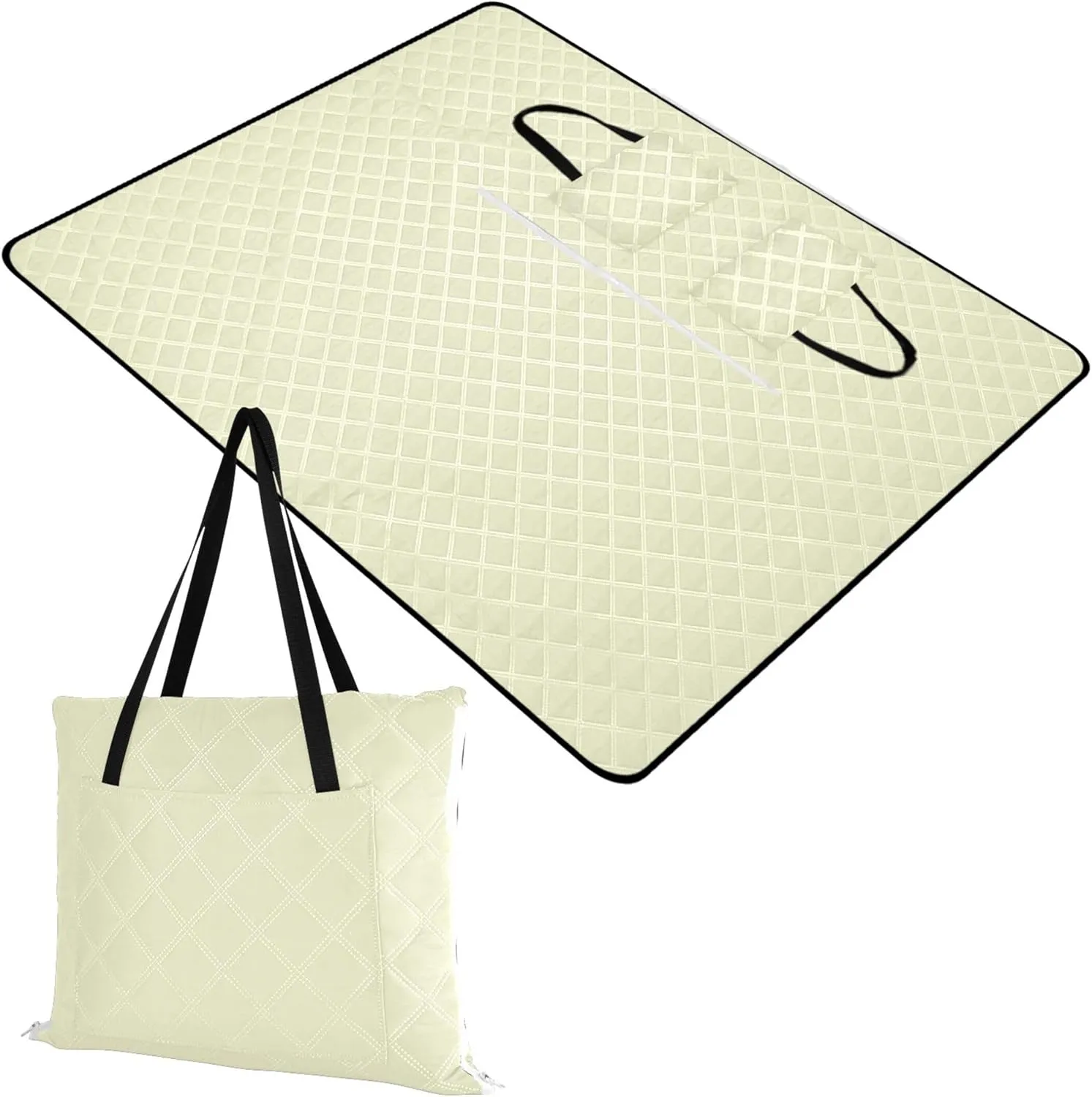 CHIFIGNO Light Goldenrod Yellow Foldable Picnic Blanket Cute Beach Blanket Waterproof Sandproof Floral Tent Rugs for Camping Mat 80" x 60"