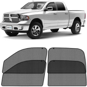CLIM ART Magnetic Car Window Shades for Dodge RAM 1500 2009-2018 Crew Cab – Custom-Fit Sun Blocker Curtains, Side Window Covers, Essential Car Accessories for Camping, Privacy Protection - MS0091