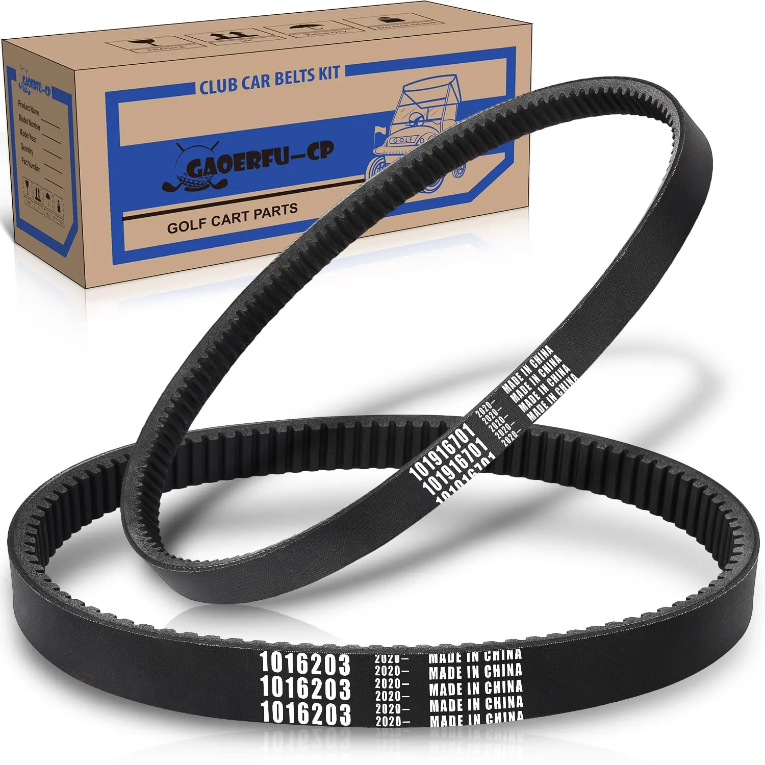 Club Car Drive Belt & Starter Generator Belts Kits for 1997-Up Club Car DS and 2004-Up Precedent, Golf Cart OEM # 101916701, 1016203