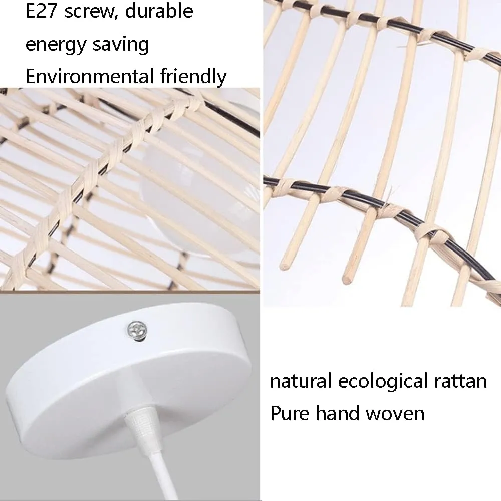 Coastal Conch Pendant Lights Personality Wicker Rattan Pendant Light Tropical Romantic Basket Hanging Lamp Hollow Revolving Vine Chandelier Lamps for Kitchen Island Dining Corridor Teahouse