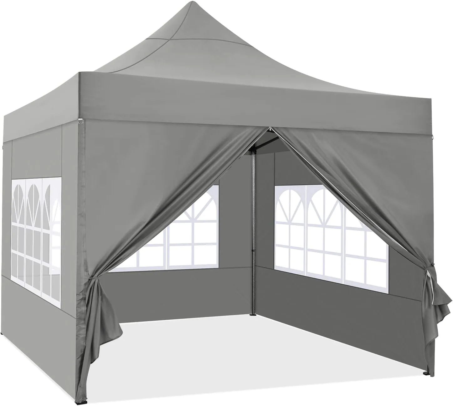 COBIZI 10x10 Pop Up Canopy Tent 10x10 Canopy with 4 Sidewalls Waterproof Heavy Duty Commercial Canopy Tent for Parties Outdoor Tent Garden Gazebo Tent, Carry Bag with Wheel(10x10ft, Gray)