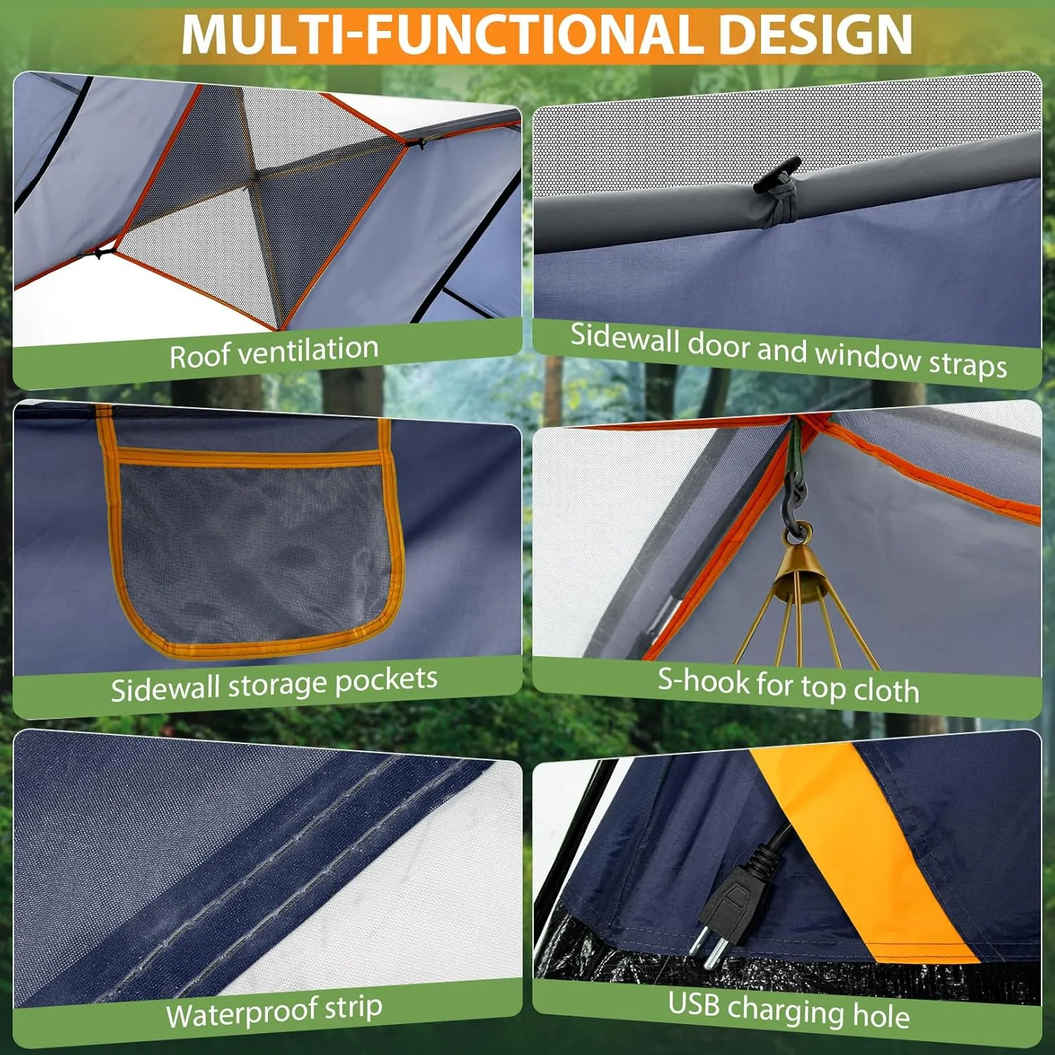 COBIZI Tents for Camping 4/6 Person Camping Tent with Rainfly and Screen, Easy Setup Lightweight Portable Waterproof Outdoor Tent with Carry Bag for Backpacking, Hiking, Family Travel