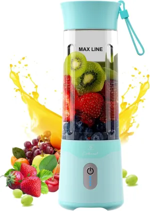 COKUNST 18oz Portable Blender, USB Rechargeable Personal Size Blenders, Smoothie Blender with 6 Blades for Protein & Shakes, Mini juicer with Extra Handle Lid for Travel Sports Outgoing