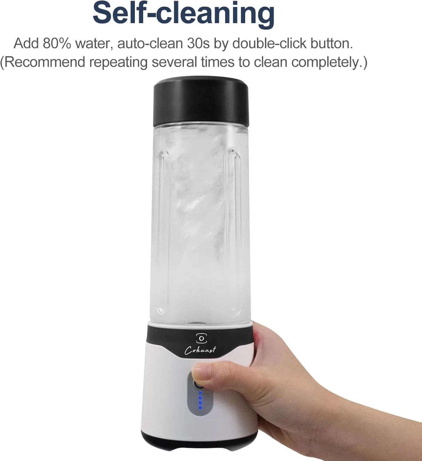 COKUNST 18oz Portable Blender with 6 Blades for Protein & Shakes, USB Rechargeable Juices Mixer, Small Blender with Extra Handle Lid for Travel Sports Outgoing-Black