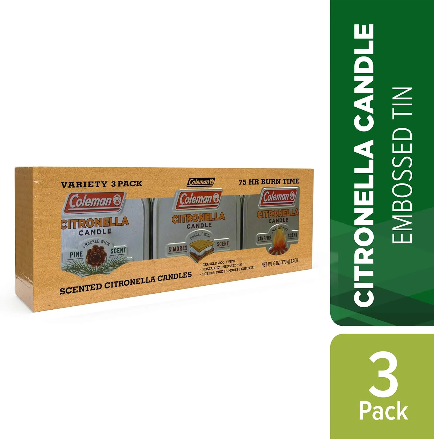 Coleman 3-Pack Scented Citronella Candles and 70  Hour Outdoor Candle Lantern Camping Bundle