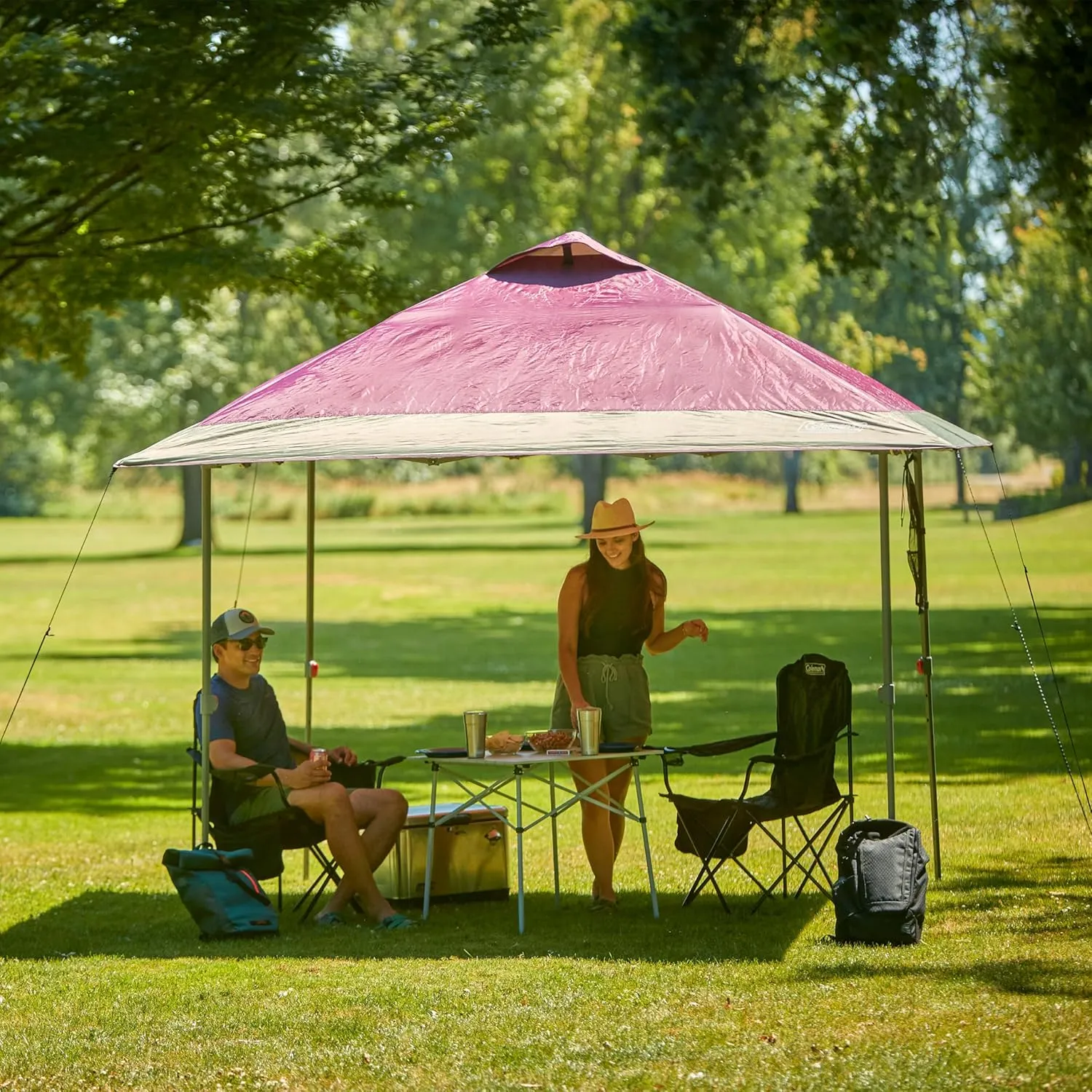 Coleman Oasis Instant Pop-Up Canopy Tent with Side Wall Attachment, 10x10ft Portable Shelter with Simple Setup & Takedown, Wheeled Carry Bag Included