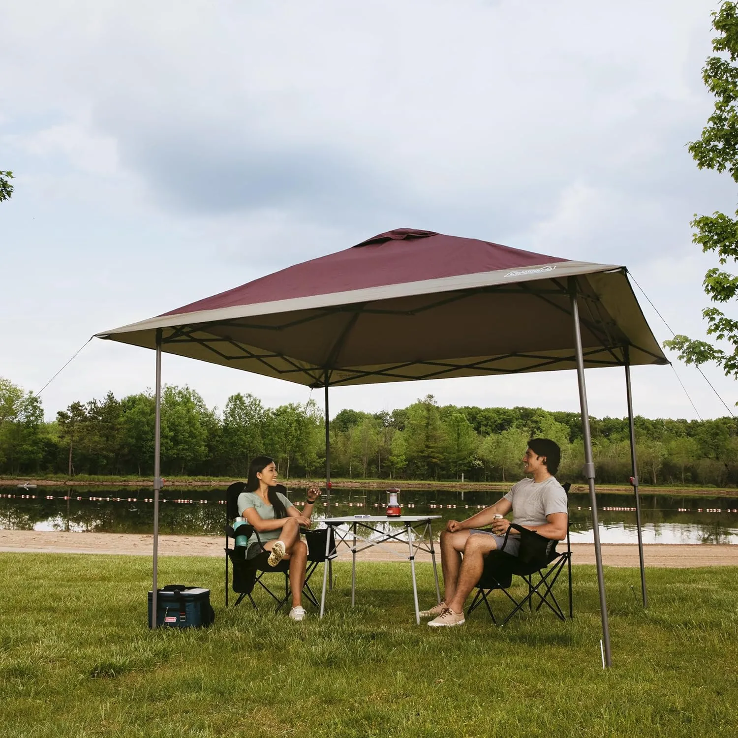 Coleman Oasis Instant Pop-Up Canopy Tent with Side Wall Attachment, 10x10ft Portable Shelter with Simple Setup & Takedown, Wheeled Carry Bag Included