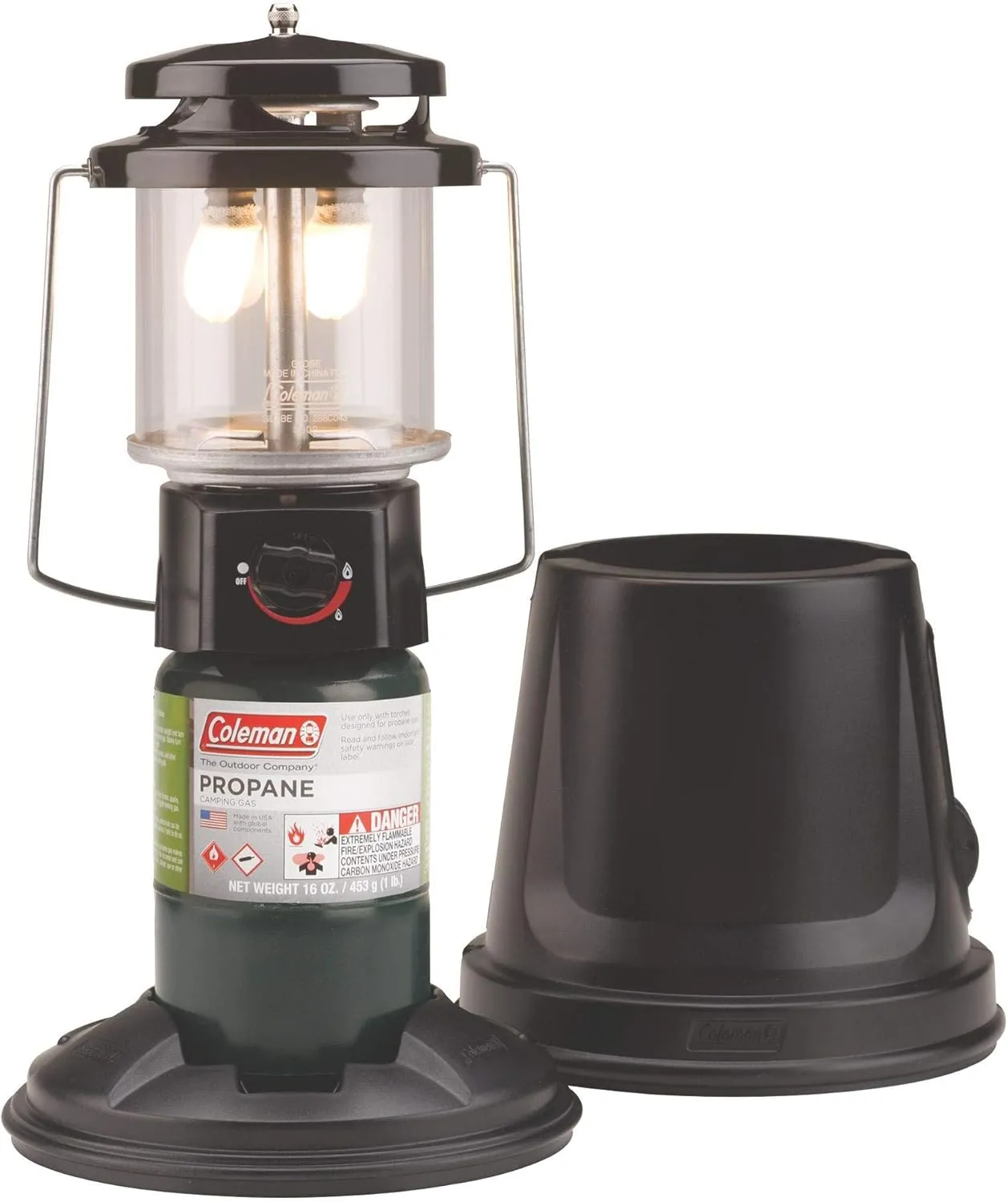 Coleman QuickPack Deluxe Propane Lantern with Storage Case, 1000 Lumens Gas Lantern with Adjustable Brightness, Pressure Control, & Mantles Included; Great for Camping, Tailgating, & Emergencies