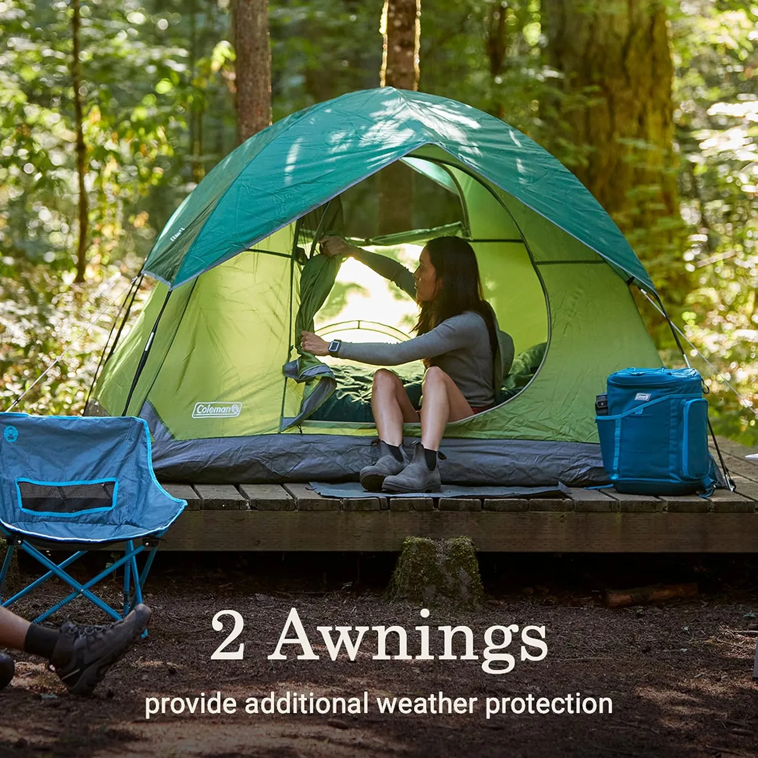 Coleman Sundome 4-Person Tent with Rainfly, Weatherproof Tent Sets Up in 10 Mins