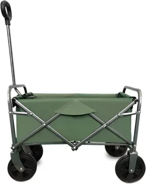 Collapsible Foldable Wagon Cart: Heavy-Duty Steel Frame & 360° Wheels - All-Terrain Utility Cart for Beach Camping & Gardening - Supports 225lbs Lightweight Compact Design