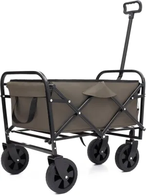 Collapsible Folding Wagon - Heavy Duty Utility Cart,for Shopping,Garden,Sports,Groceries,Apartment,Camping,Outdoor,3pcs Plastic Liner Bag/Cover (Olive Green)