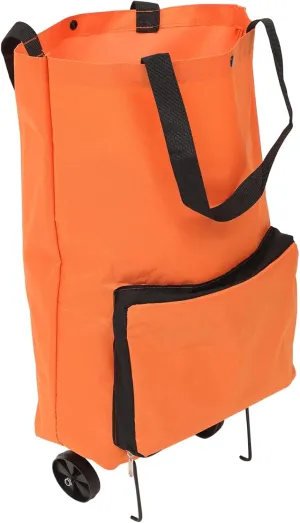 Collapsible Trolley Bag with Wheels Foldable Grocery Cart for Shopping Reusable Bag Utility Carrier for Daily Groceries and Laundry