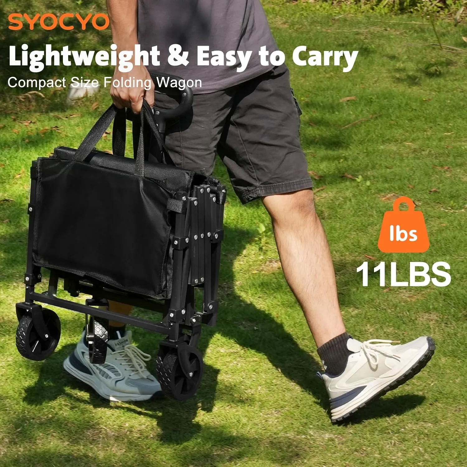Collapsible Wagon Cart 360lbs Beach Foldable Wagon Lightweight & Portable Folding Utility Grocery Shopping Carts with Wheels for Shopping Sports Garden Camping and Beach