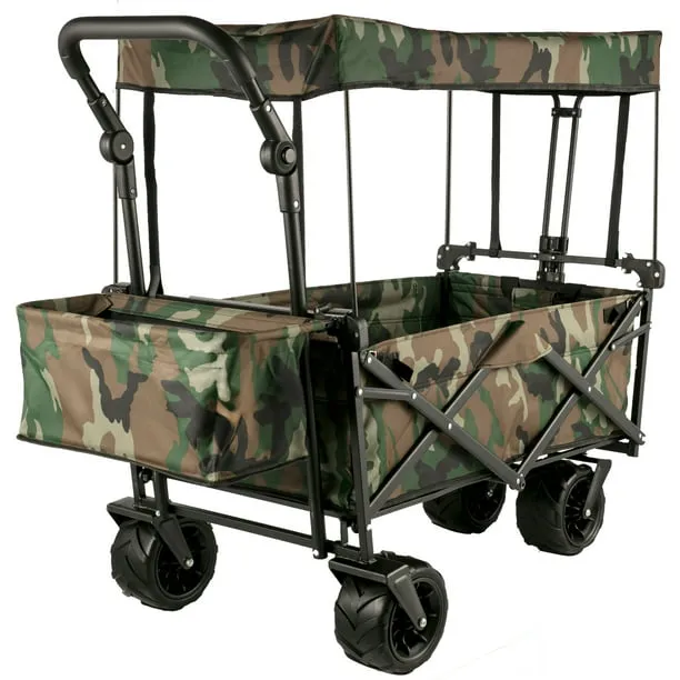 Collapsible/Foldable Wagon With Removable Canopy, 601D Oxford Cloth, and Oversized Wheels