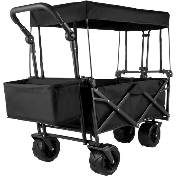 Collapsible/Foldable Wagon With Removable Canopy, 601D Oxford Cloth, and Oversized Wheels