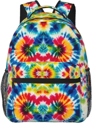 Colorful Tie Dye Art Daypack Backpack Polyester Multipurpose Anti-Theft Shoulder Bag Big Capacity Gym Outdoor Hiking Backpack With Smooth Zippers