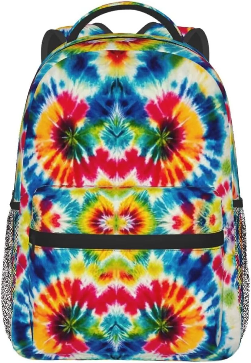 Colorful Tie Dye Art Daypack Backpack Polyester Multipurpose Anti-Theft Shoulder Bag Big Capacity Gym Outdoor Hiking Backpack With Smooth Zippers