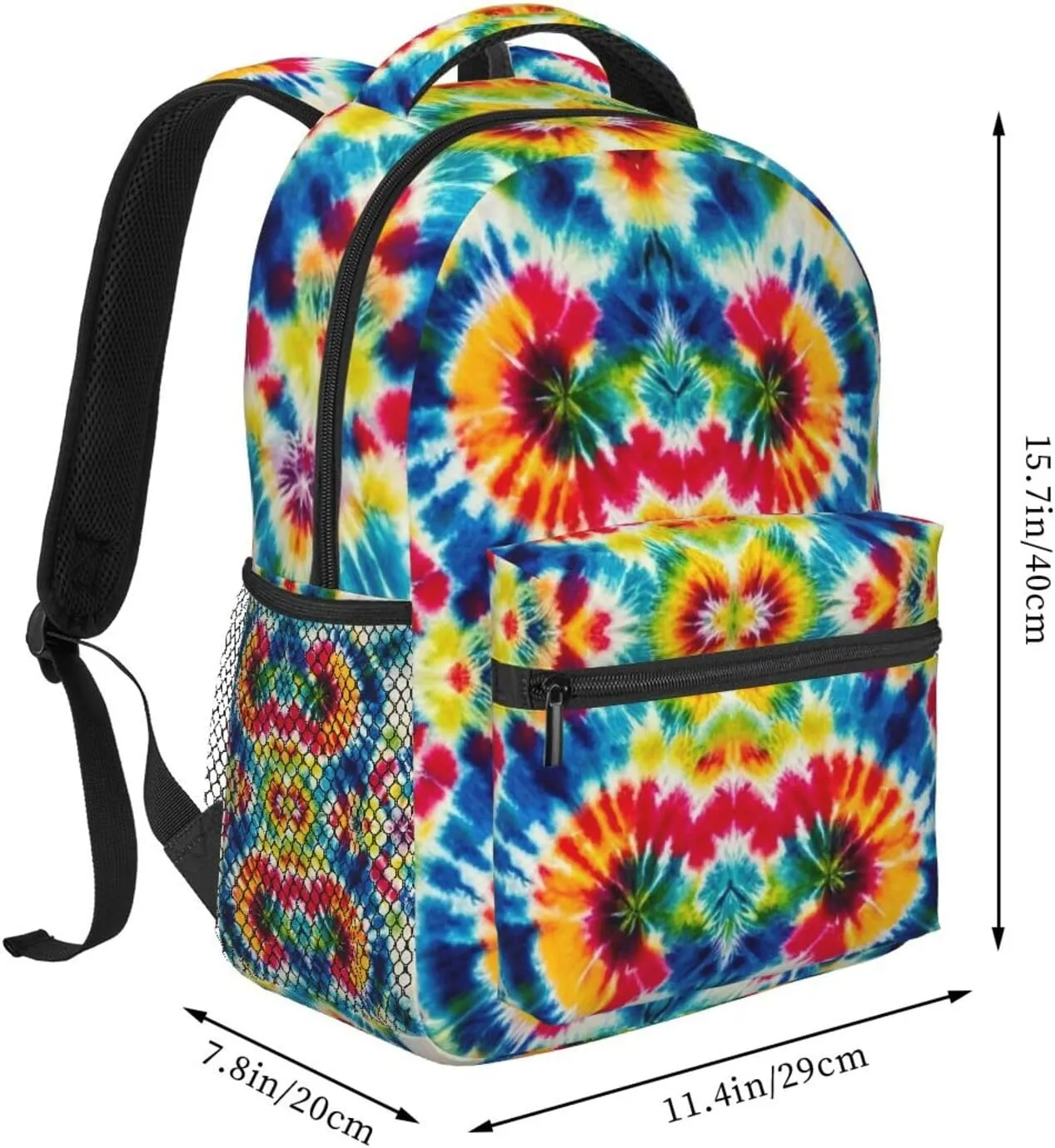 Colorful Tie Dye Art Daypack Backpack Polyester Multipurpose Anti-Theft Shoulder Bag Big Capacity Gym Outdoor Hiking Backpack With Smooth Zippers