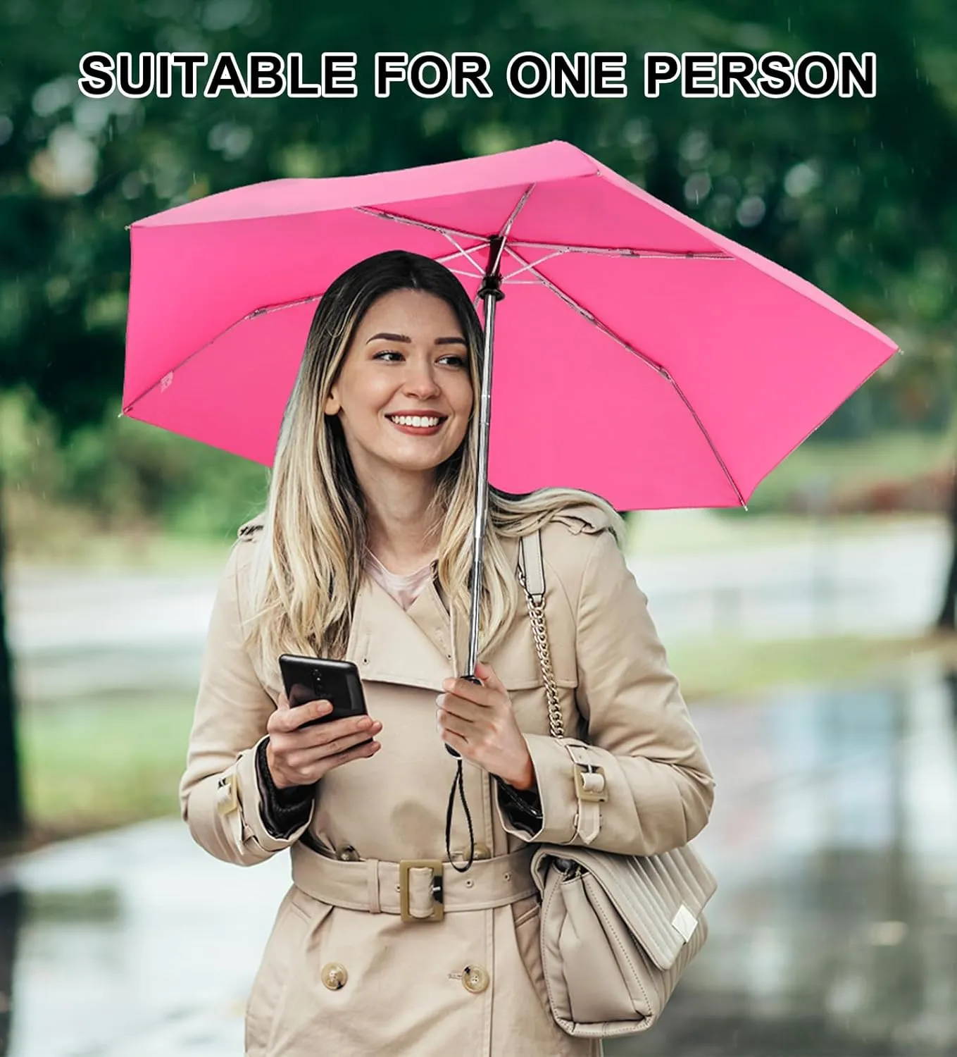 Compact Umbrella Automatic - Folding Travel Umbrella, Micro & Mini Design for Women's Purse or Pocket, Auto Open Close