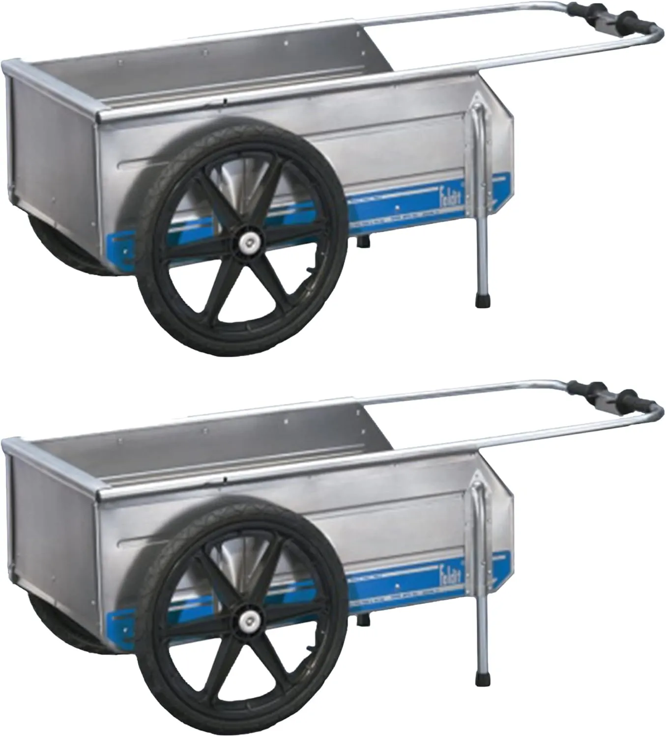 Company Foldit Do It All Portable Aluminum Folding Utility Cart, 330 Pound Capacity, Blue Stripe (2 Pack)