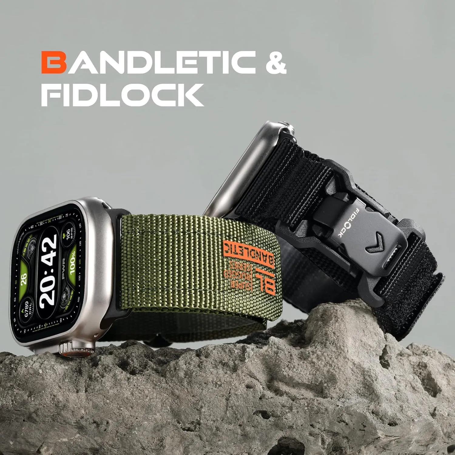 Compatible with Apple Watch Ultra 2 Band - for Men, Rugged Nylon Sport Loop with Magnetic Fidlock V-Buckle for iWatch 49mm(Ultra),46mm(Series 10),45mm(9/8/7),44mm(SE2/SE/6/5/4),42mm(3/2/1)