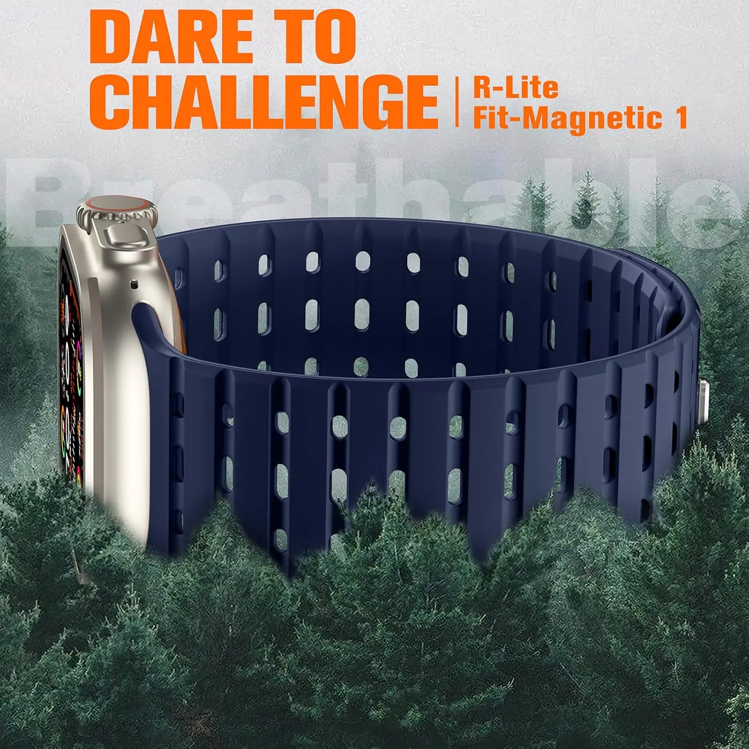 Compatible with Apple Watch Ultra/Ultra 2 Band 49mm/46mm/45mm/44mm/42mm(3/2/1) Men Women, Rugged Magnetic Silicone Sport Watchband for iWatch SE2/SE/10/9/8/7/6/5/4