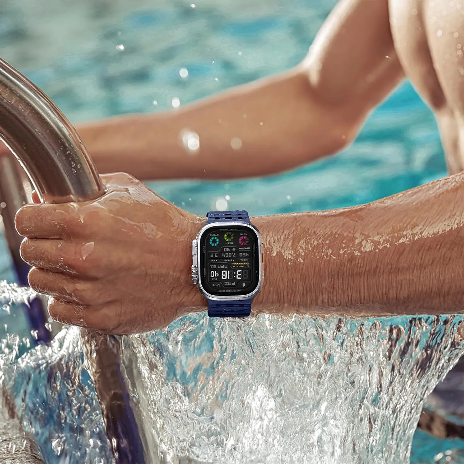Compatible with Apple Watch Ultra/Ultra 2 Band 49mm/46mm/45mm/44mm/42mm(3/2/1) Men Women, Rugged Magnetic Silicone Sport Watchband for iWatch SE2/SE/10/9/8/7/6/5/4