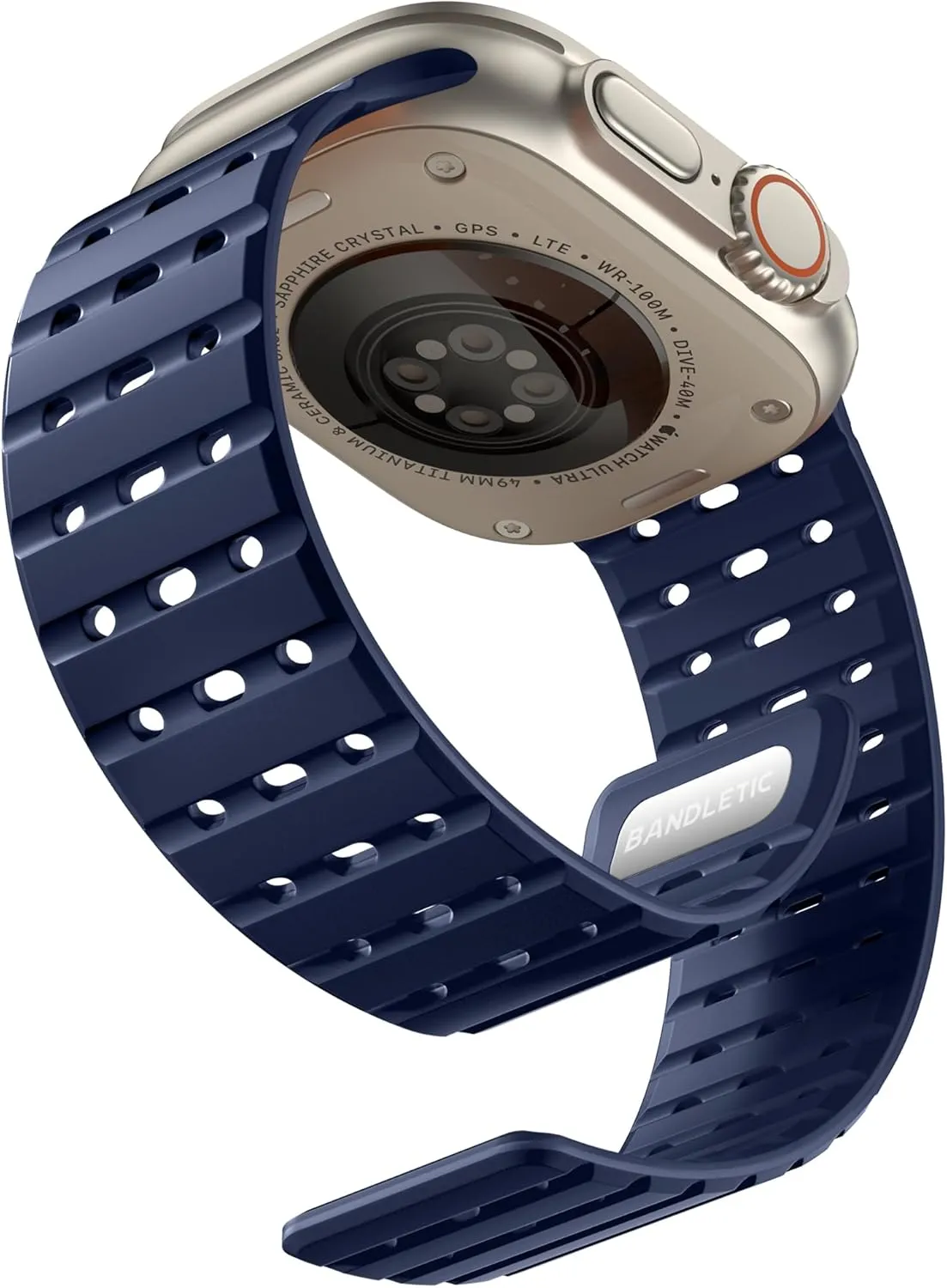 Compatible with Apple Watch Ultra/Ultra 2 Band 49mm/46mm/45mm/44mm/42mm(3/2/1) Men Women, Rugged Magnetic Silicone Sport Watchband for iWatch SE2/SE/10/9/8/7/6/5/4