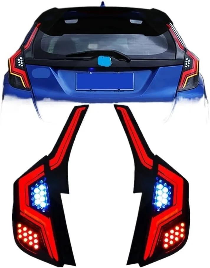 Compatible With Honda Jazz 2014 2015 2016 2017 2018 2019 Tail Lamp Rear Fog Light Sequential Signal Assembly(Red)