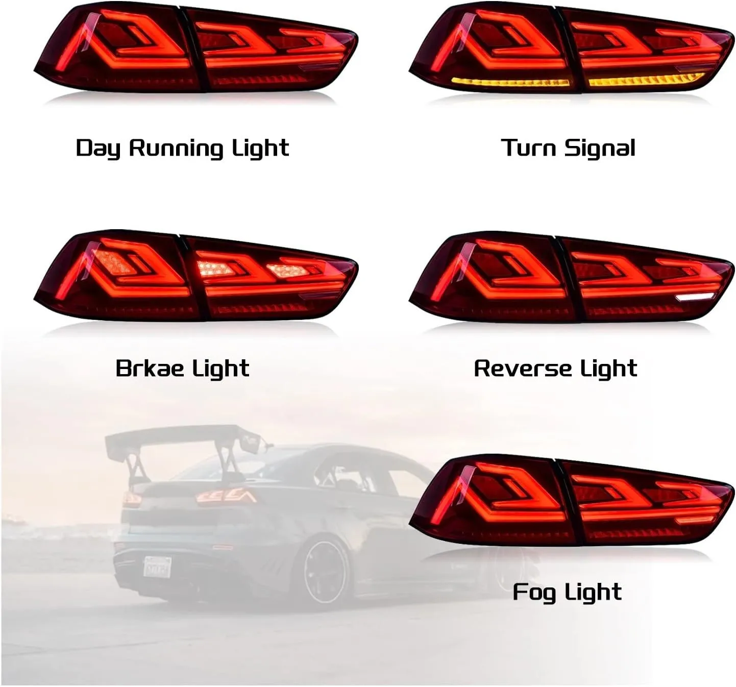 Compatible With Mitsubishi Lancer E-mark EX EVO DRL Start UP Animation Sequential Signal Lamps Assembly 2008-2017(1pair a)