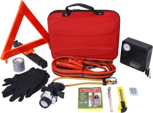 Comprehensive Emergency Car Safety Kit for Peace of Mind, Includes Portable Air Compressor and Essential Tools