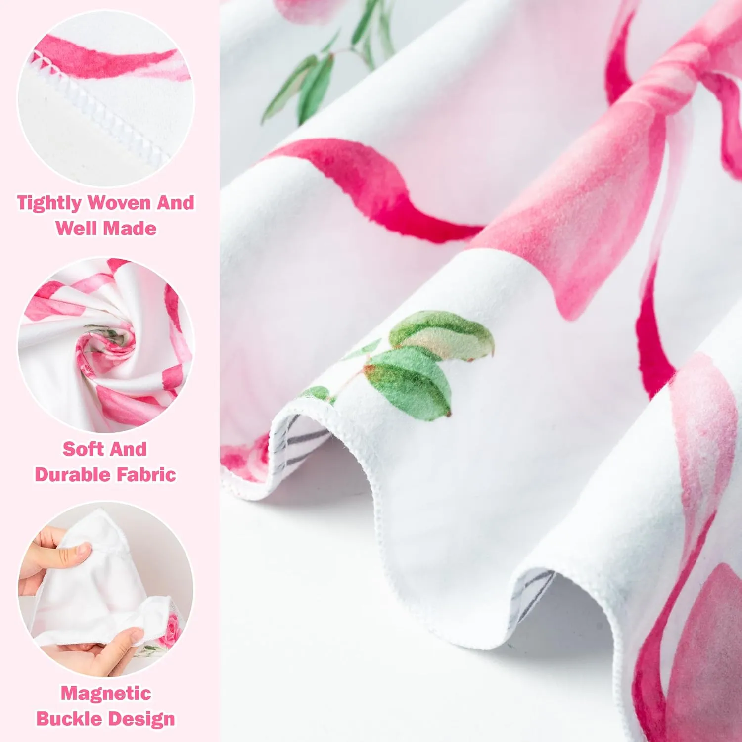 Coquette Pink Bow Rose Magnetic Beach Towel - 74.8"x30" Sand Free Quick Dry Microfiber Towel with Built-in Magnets Lightweight for Beach Chair Car Door Pool Travel Yoga with Storage Bag