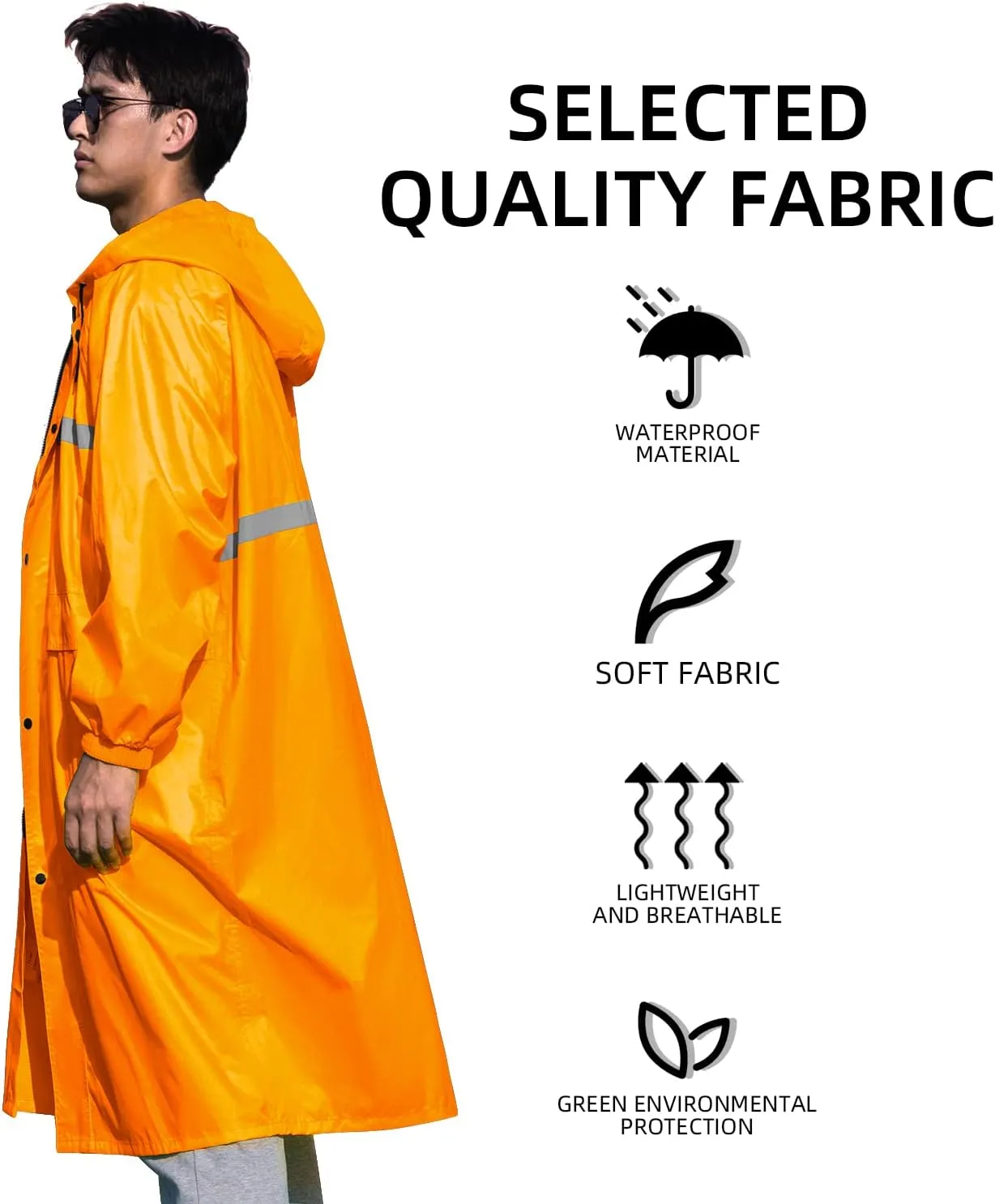 Coralrain Long Hooded Raincoat Safety Waterproof Emergency Rain Jacket Poncho for Men Women Adults