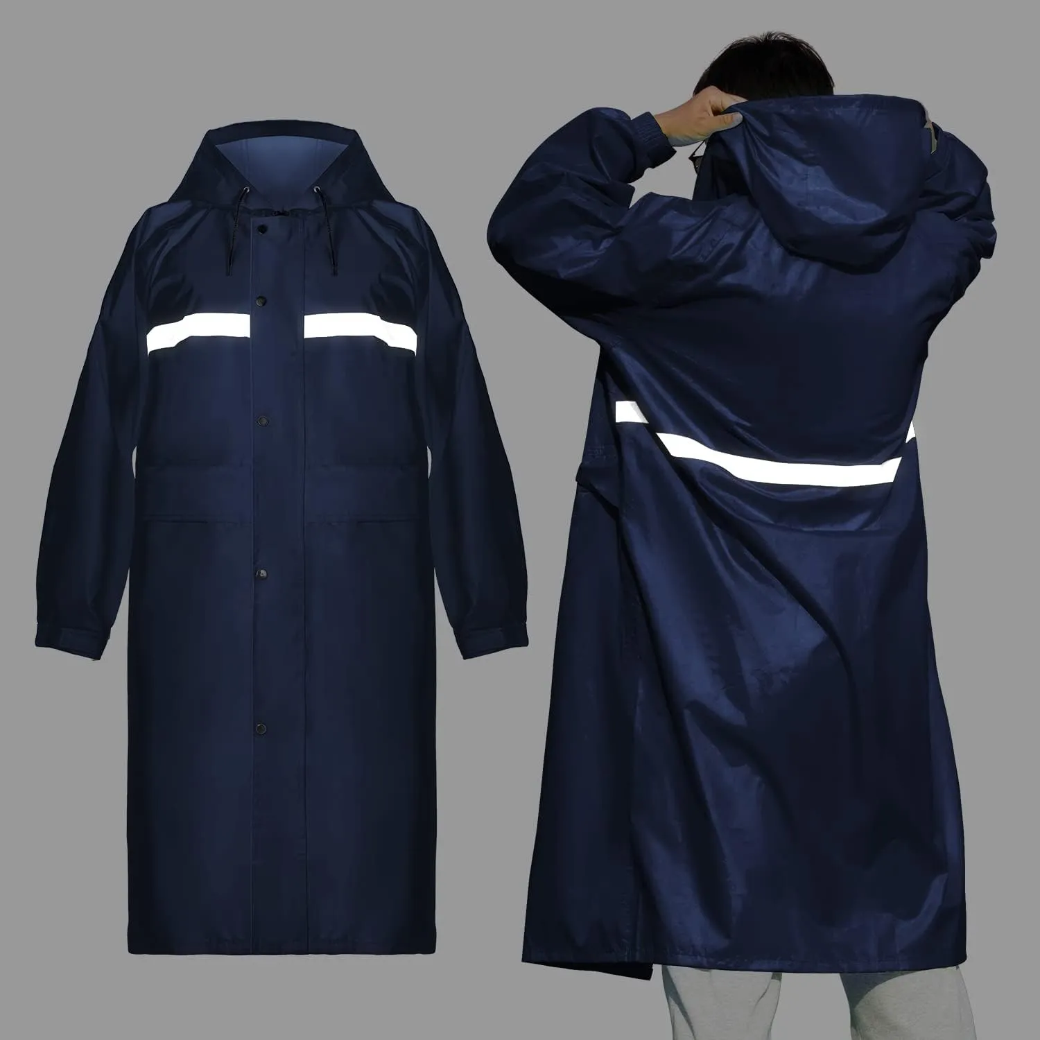 Coralrain Long Hooded Raincoat Safety Waterproof Emergency Rain Jacket Poncho for Men Women Adults