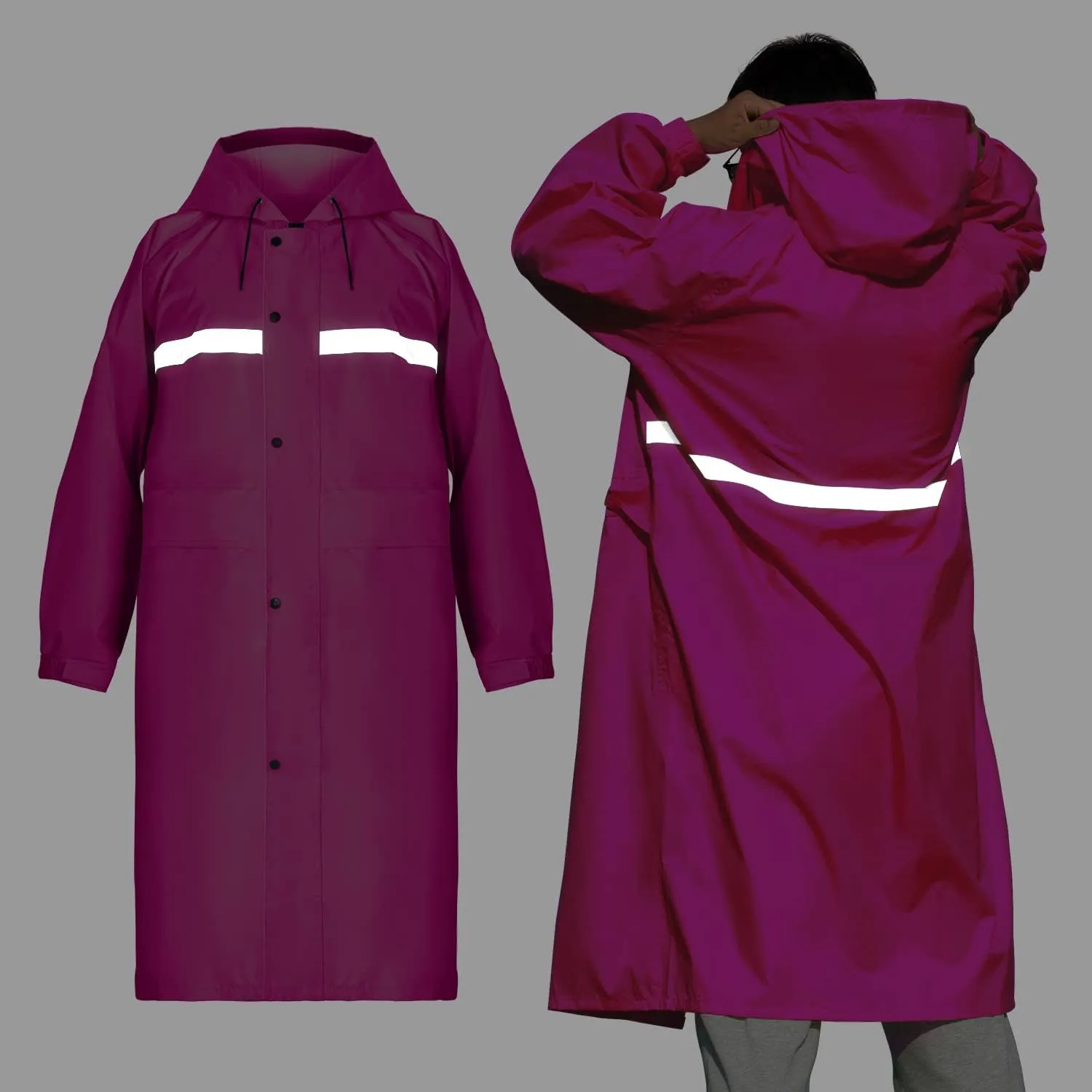 Coralrain Long Hooded Raincoat Safety Waterproof Emergency Rain Jacket Poncho for Men Women Adults