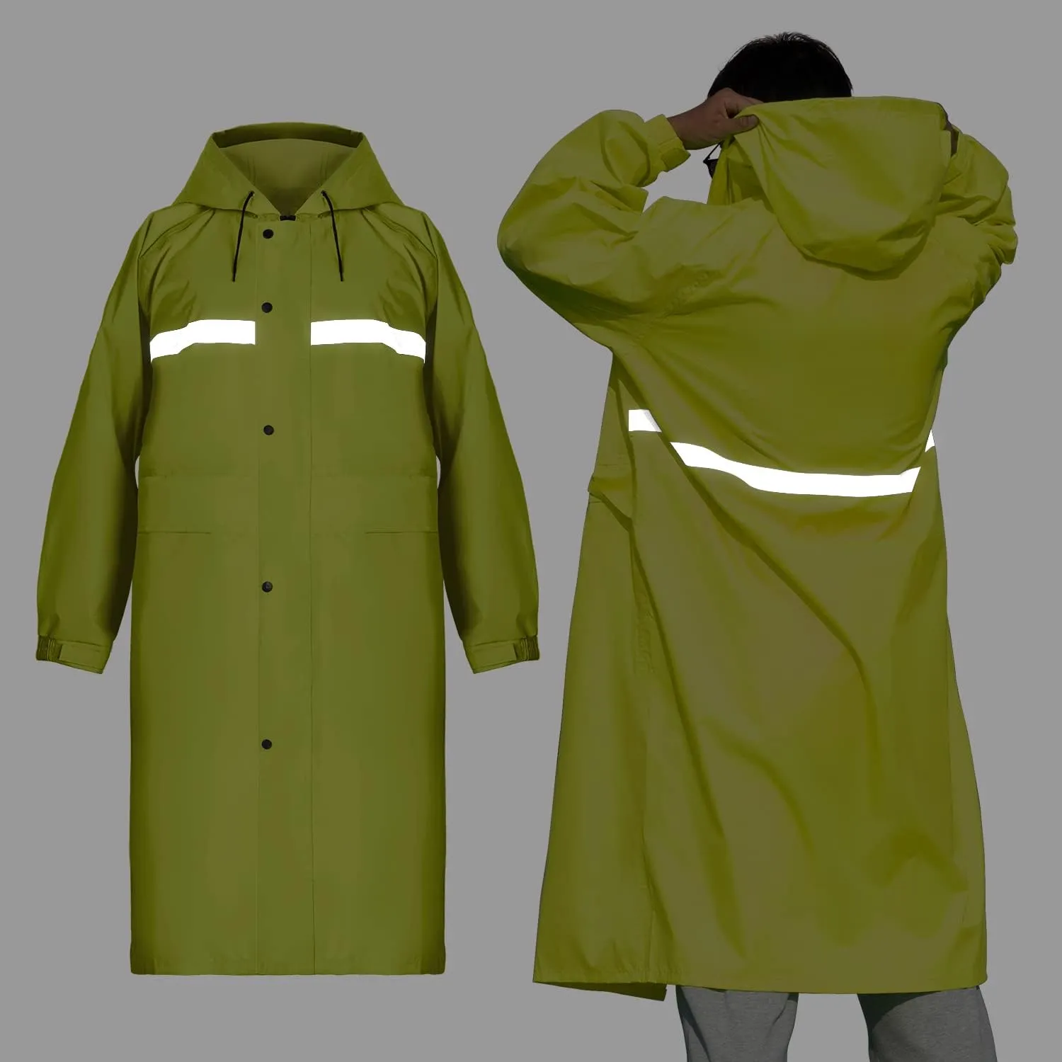 Coralrain Long Hooded Raincoat Safety Waterproof Emergency Rain Jacket Poncho for Men Women Adults