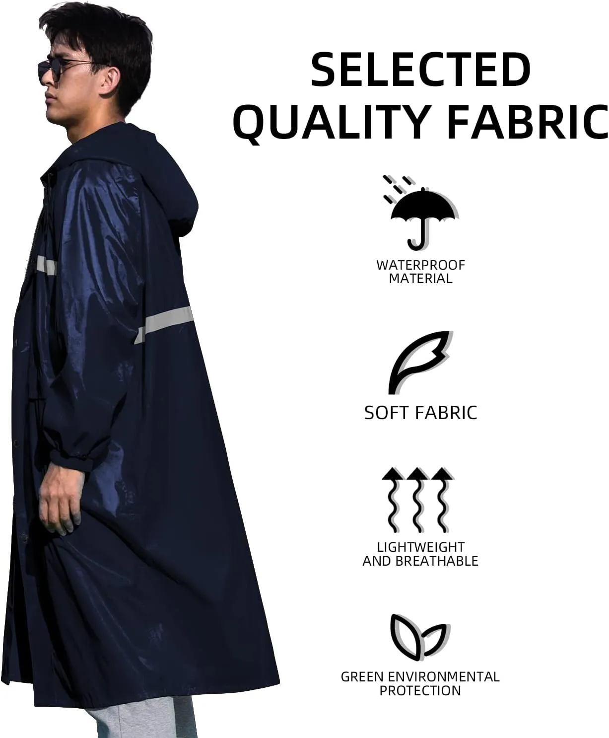 Coralrain Long Hooded Raincoat Safety Waterproof Emergency Rain Jacket Poncho for Men Women Adults