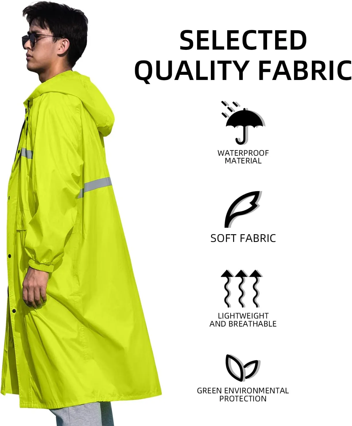 Coralrain Long Hooded Raincoat Safety Waterproof Emergency Rain Jacket Poncho for Men Women Adults
