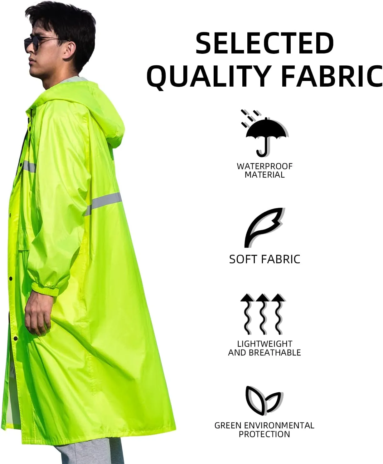 Coralrain Long Hooded Raincoat Safety Waterproof Emergency Rain Jacket Poncho for Men Women Adults