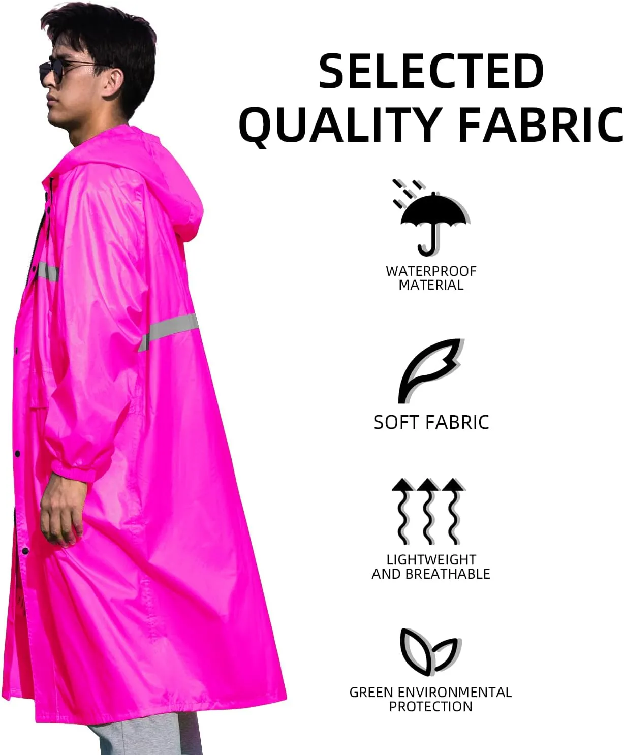 Coralrain Long Hooded Raincoat Safety Waterproof Emergency Rain Jacket Poncho for Men Women Adults